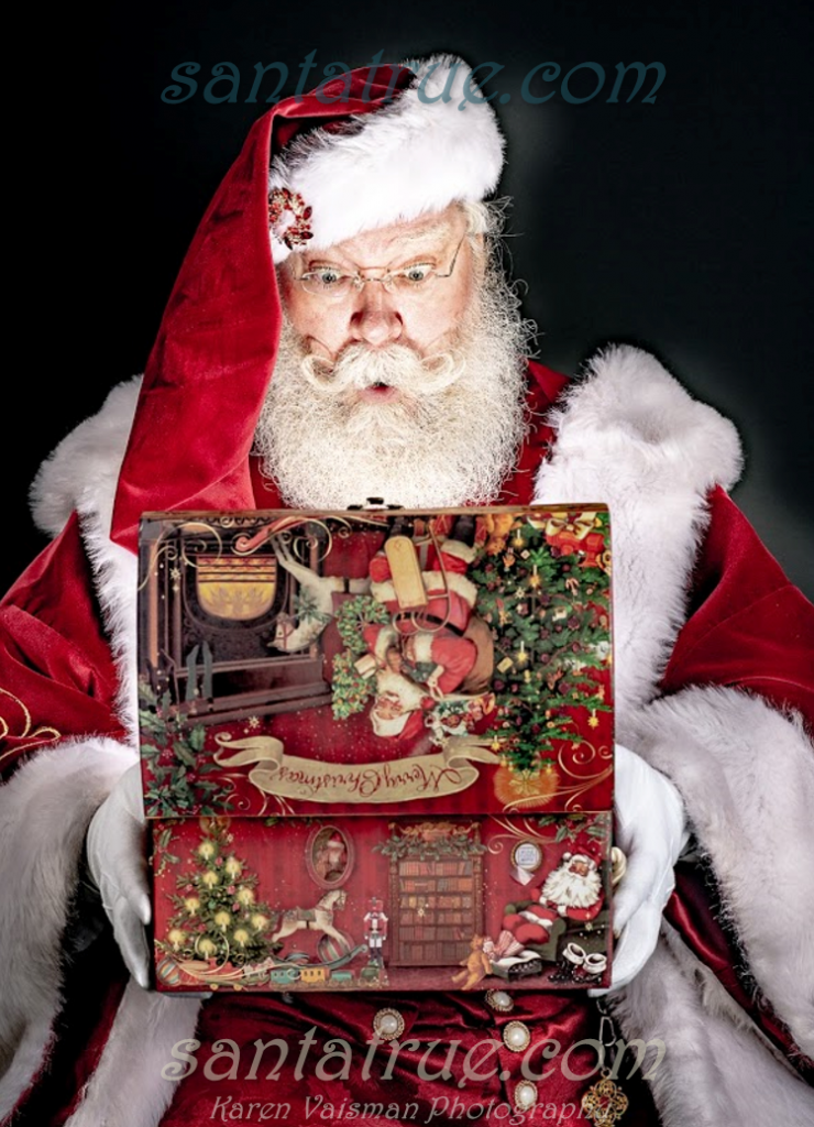 Santa True, opening a surprise gift Santa True, opening a surprise gift